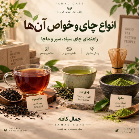 انواع چای و خواص آن‌ها؛ راهنمای چای سیاه، سبز و ماچا | جمال کافه