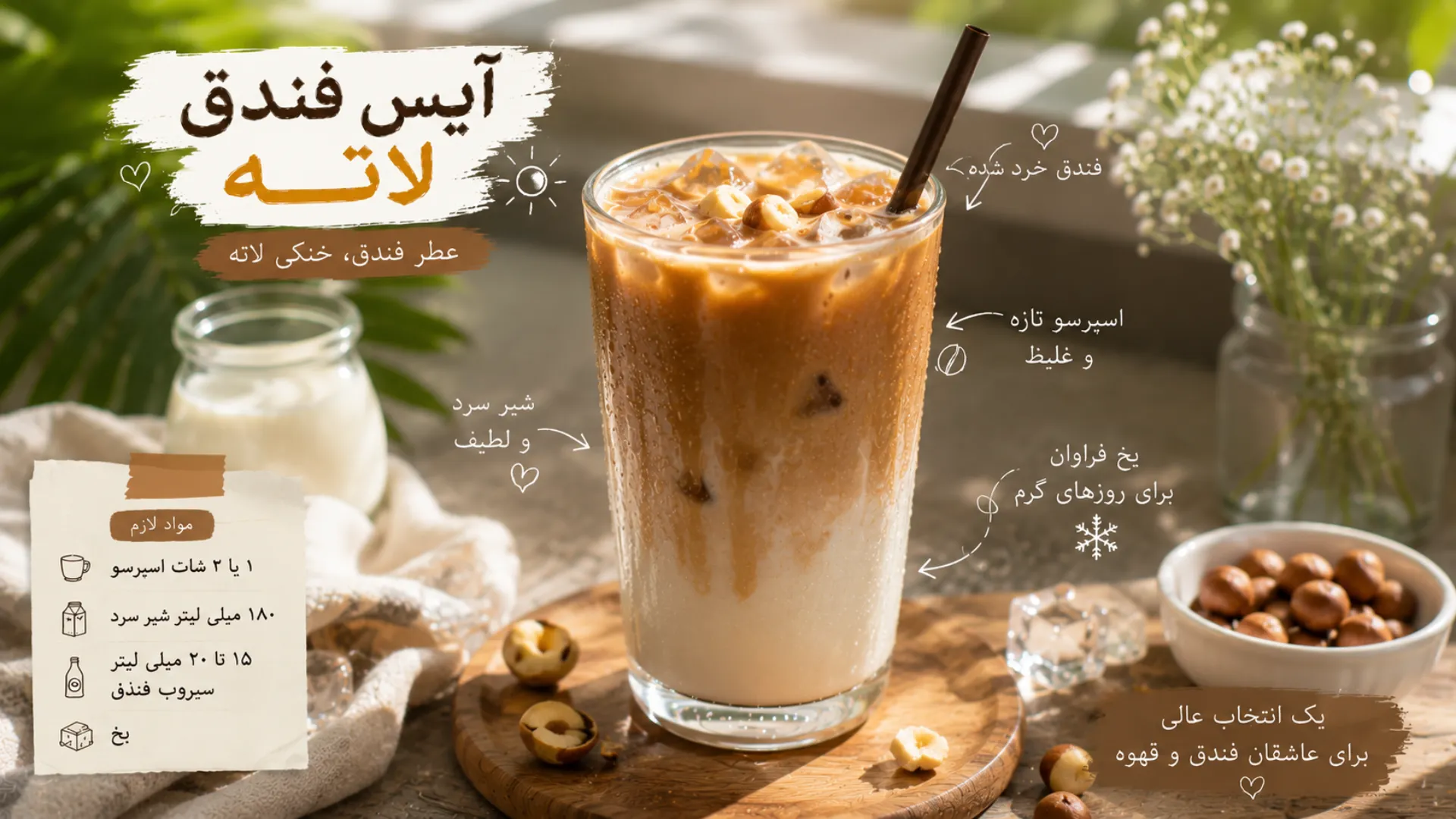 رسپی آیس لاته فندق
