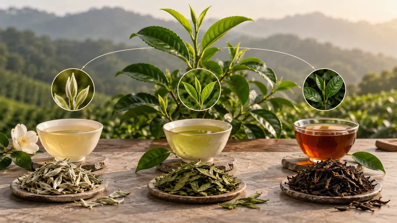 black tea green tea white tea