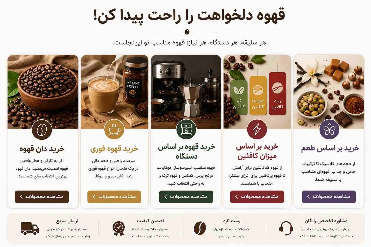 خرید قهوه با رست تازه - جمال کافه